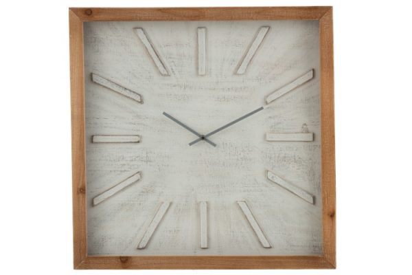 horloge carré bois et blanc jolipa jline