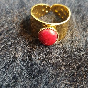 Bague rouge - by mako- fantaisie - laiton-dore-or fin