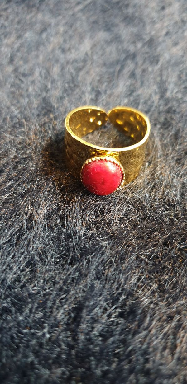 Bague rouge - by mako- fantaisie - laiton-dore-or fin