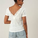 t-shirt-hazel-deeluxe-blanc-col V-manches courte-dos à dentelles-effet lin