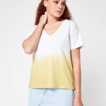 t-shirt-pieces-jaune-tie and dye-col V-classique