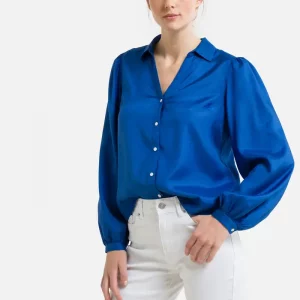 chemise-bleu-électrique-pieces-col chemise-décolleté V