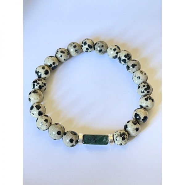 BIZANTINS, bracelet en pierres semi-précieuse jaspe dalmatien 8mm, LA BALINAISE