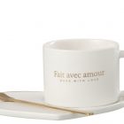 Tasse + Soucoupe + Cuillere Coeur Porcelain Francais Blanc JOLIPA JLINE REF 27900