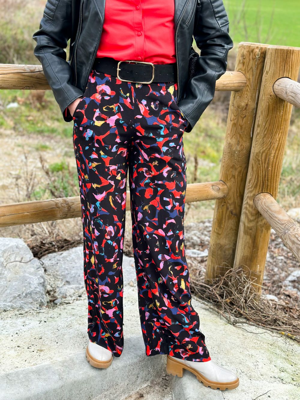 pantalon-kimli-ichi-red-rose-poches-ceinture-élastiqué-large