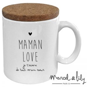 mug-avec-son-couvercle-en-liege-maman-love-fête des mères -cadeau-marcel et lily
