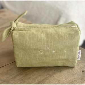 trousse-lin-brodee-love-vert-mousse-marcel et lily-maman-amour