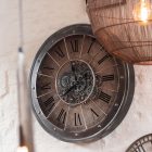 Horloge Chiffres Romains Mecanisme Apparent Metal + Verre Antique Gris JOLIPA JLINE