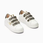 Baskets éclair Dorianne blanc et or à scratchs zèbre VANESSA WU