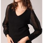 Pull SIJADE Pull en maille fine et manches en voile texturé DEELUXE