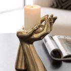 Porte Bougie Mains Resine Or jline jolipa