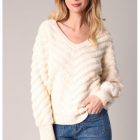 Pull ESTINA Pull texturé avec col en V et manches bouffantes deeluxe