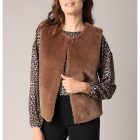 Gilet FUZZY Gilet sans manches ultra doux imitation fourrure marron deeluxe