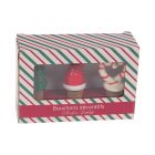 Coffret de 3 bouchons de bouteille en céramique et liège, décorés sur le thème de Noël