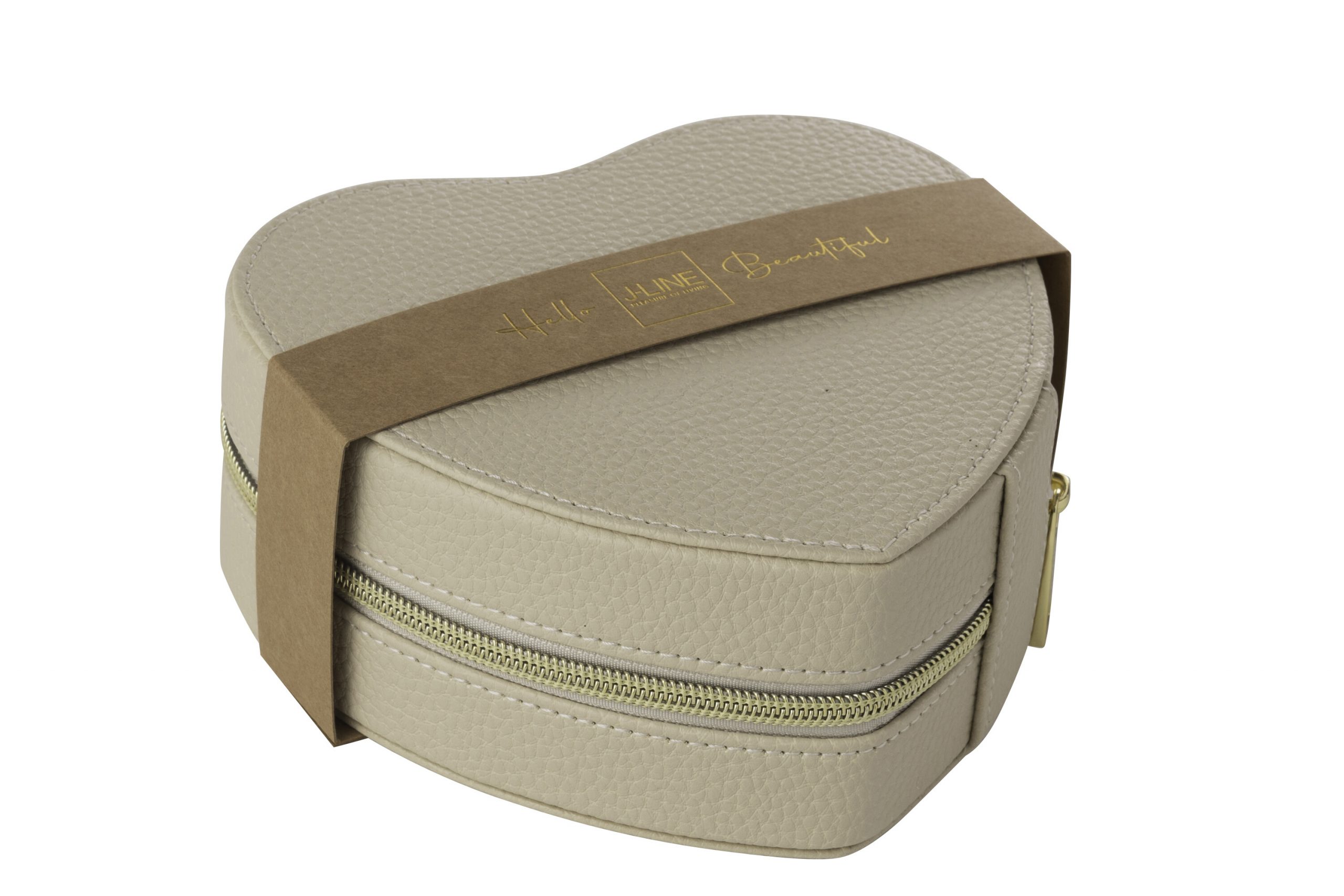 46542-4 Boite A Bijoux Coeur Cuir Artificiel Beige (46542)