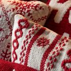 Coussin Lignes + Flocons De Neige Coton Rouge Noël/Blanc (56335)