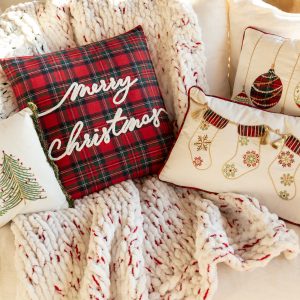 Coussin Merry Christmas Laine Rouge Noël/Blanc (56503)