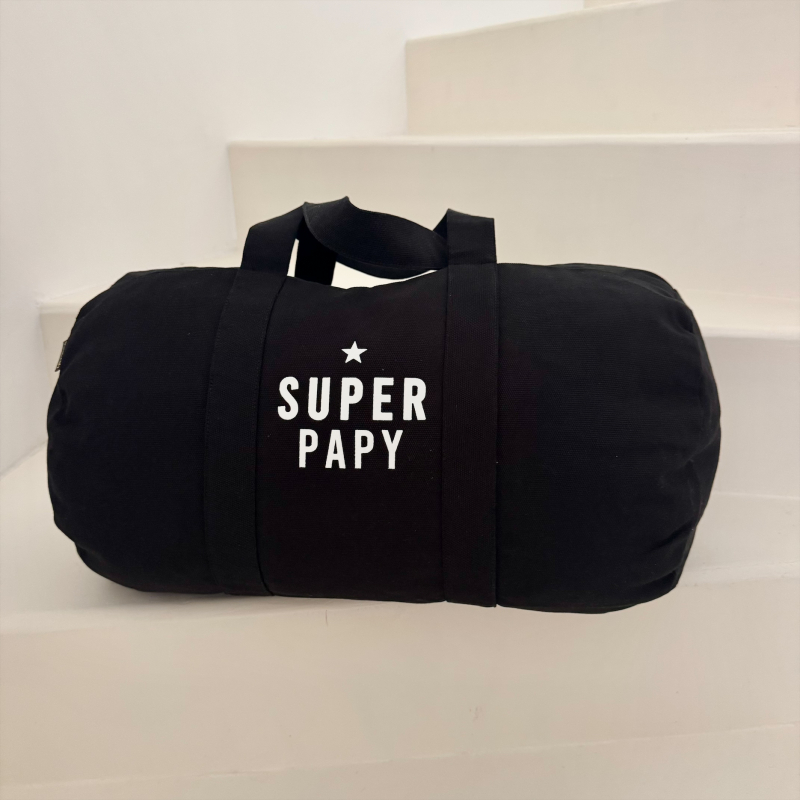 sac-polochon-noir-et-blanc-super-papy Sac Polochon - Noir - Super papy marcel et lily