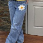 jeans marguerite broderie