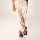 Pantalon droit en coton beige Rhode grace et mila