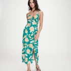 Robe longue imprimée vert Velyssa Robe longue imprimée à bretelles grace et mila