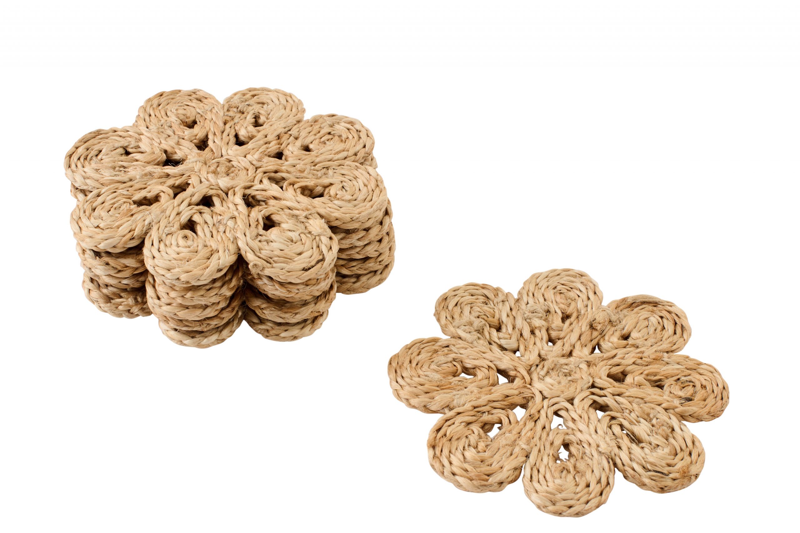 Set De 6 Sous-Verre Fleur Jute Naturel (61509) jline