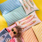 Coussin Extérieur Rectangle Ligné Polyester Bleu/Vert Assortiment De 3 (61538) jline jolipa