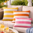 Coussin Extérieur Rectangle Ligné Polyester Multi Assortiment De 3 (61535) jline