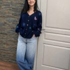 Gilet brodé marine Moka - La Petite Etoile