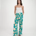Pantalon droit à fleurs vert Varino GRACE ET MILA