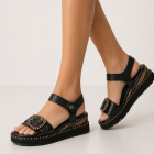 1-28223-46-001 sandales noir compensées tamaris cuir