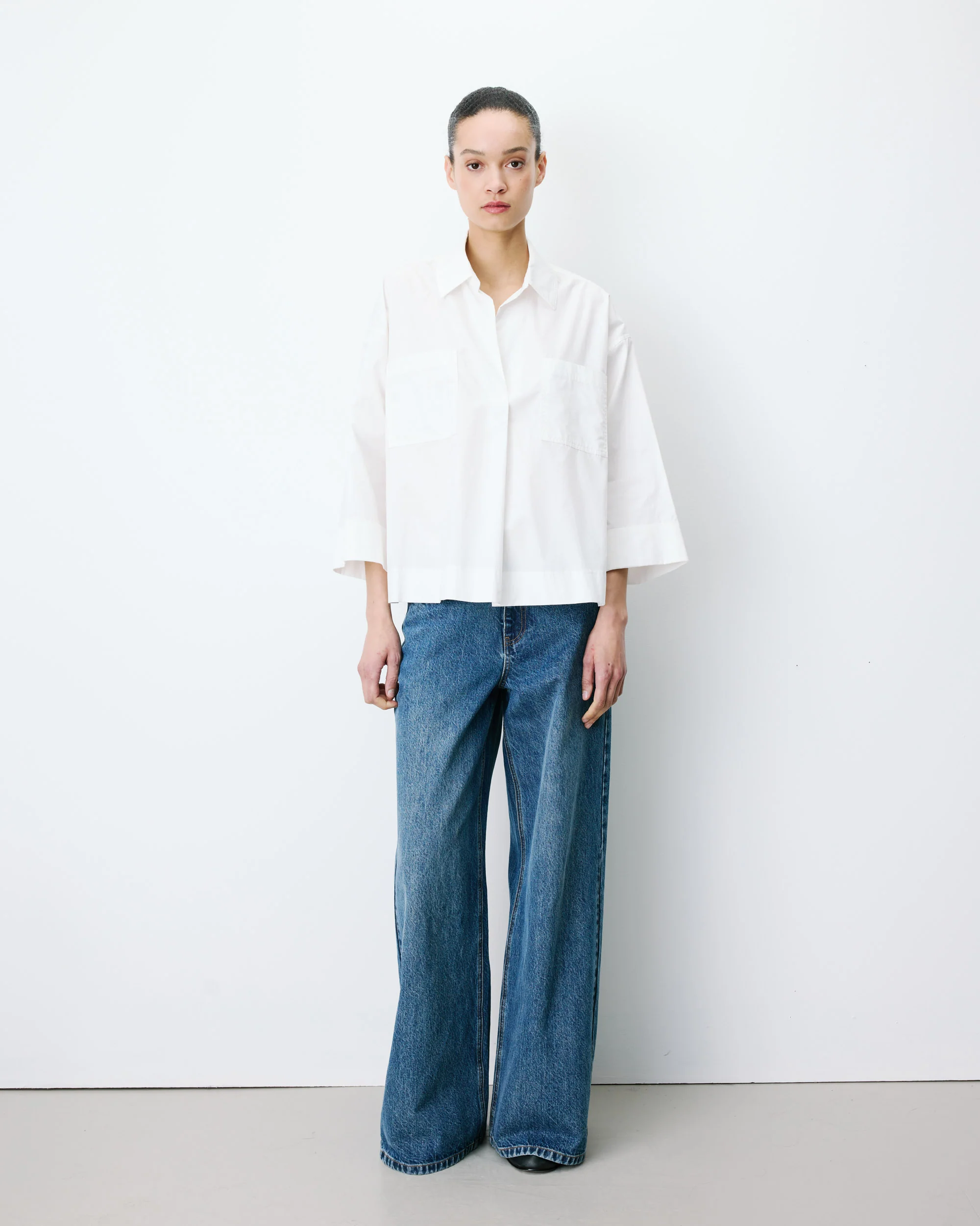 grace et mila FW2617034-IVOIRE Blouse oversize manches larges en coton ivoire Ambre Blouse oversize manches larges en coton ivoire Ambre grace et mila