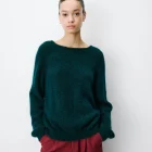 Pull ample en maille dos nu croisé emeraude Anthemis gracce et mila