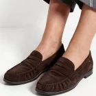 mocassin croute de cuir choocolat tamaris