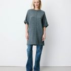 Robe courte en maille manches kimono anthracite Alinae grace et mila