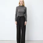 Pantalon tailleur ample ceinture nouable chocolat Ardoise
