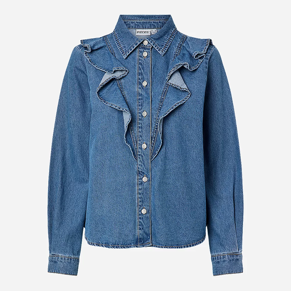 167502_HLE_Q1 Chemise à manches longues femme Eva Bleu PIECES JEANS
