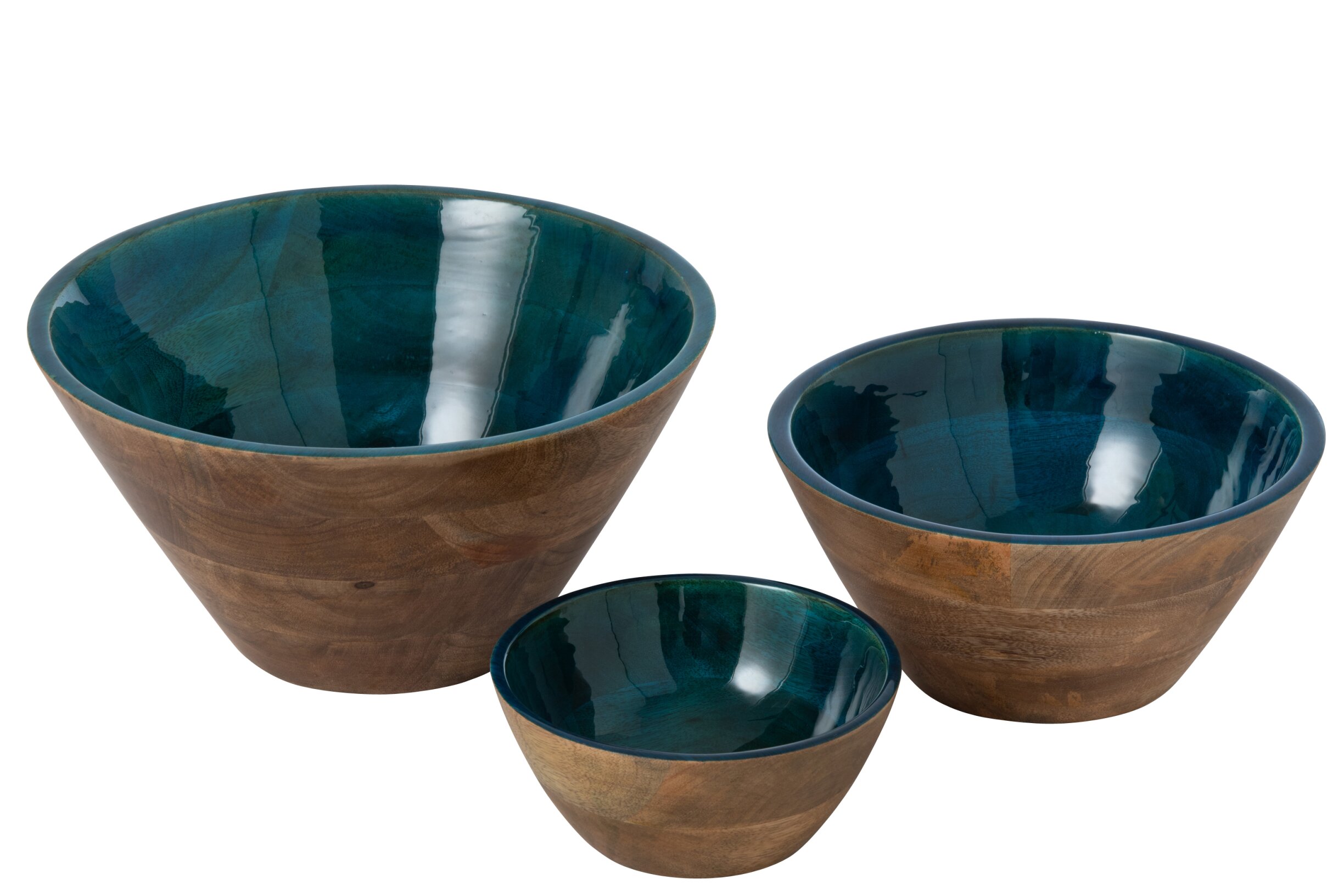 268786-2 Bol Bois De Manguier Bleu Petrol/Naturel Large (268786) jolipa